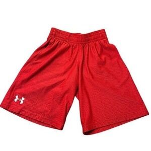 Under Armour Boys HeatGear Mesh Athletic Shorts Red Loose Fit YSM Small